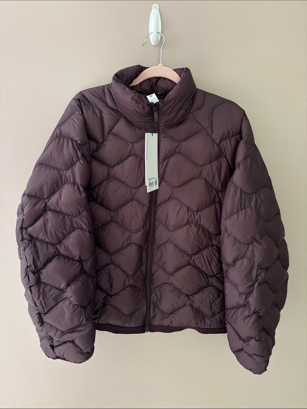LULULEMON FEATHERWEIGHT DOWN 900 fill QUILTED JACKET in BLACK PLUM SZ XL NWT